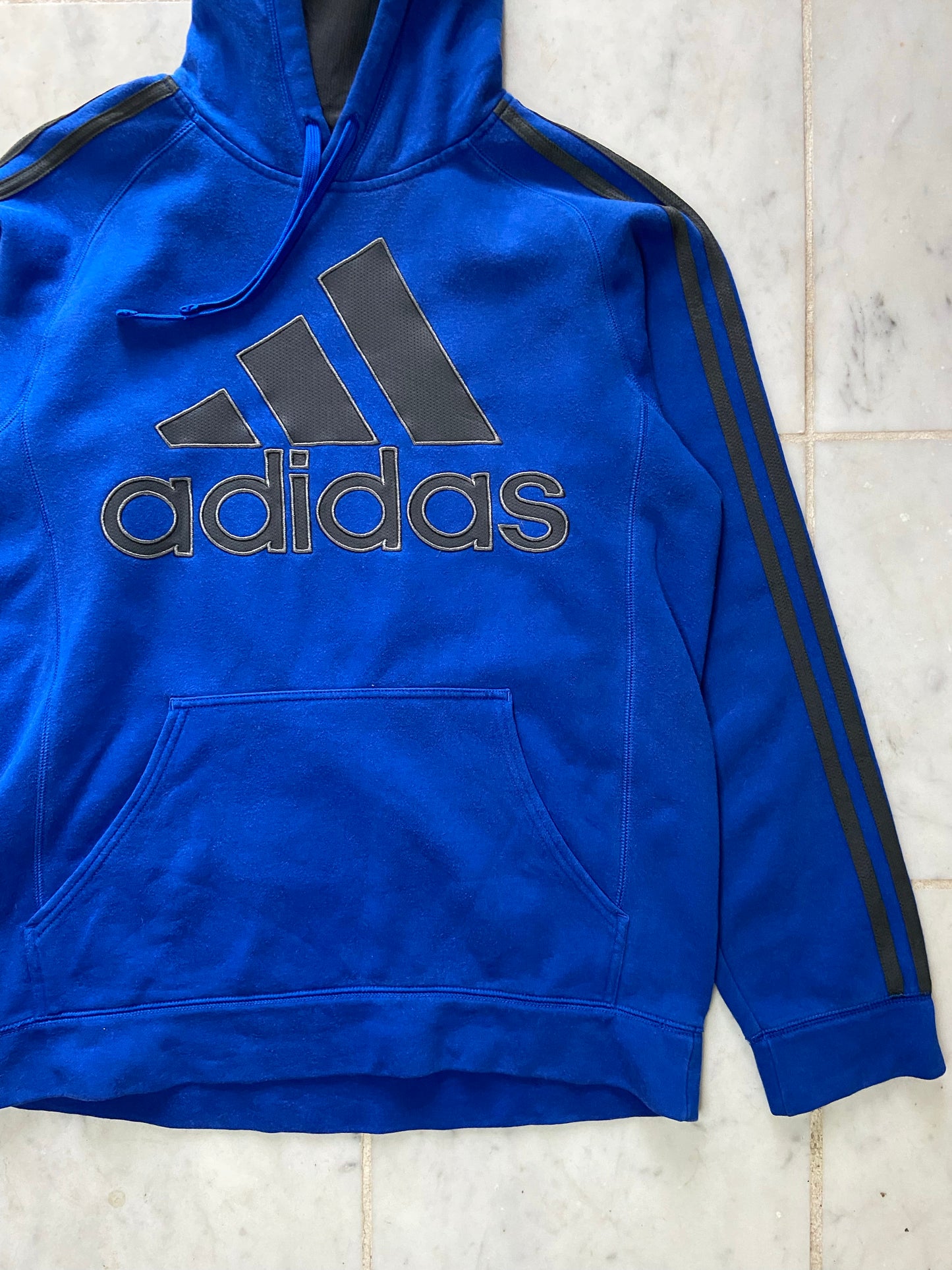 ADIDAS SPELLOUT LOGO BLUE HOODIE - SMALL