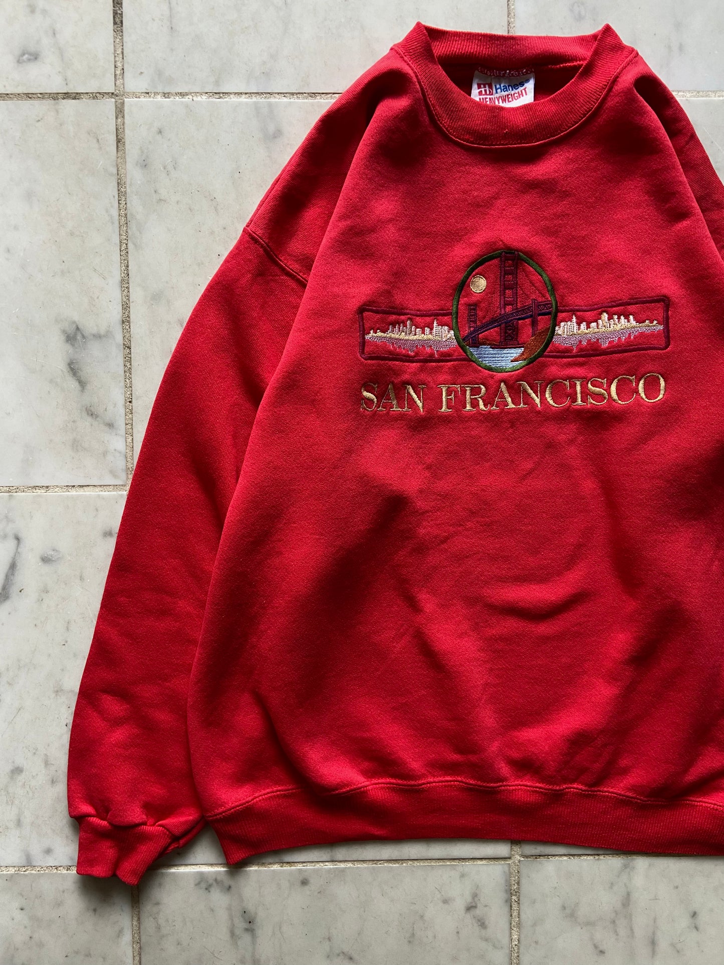 HANES SAN FRANCISCO RED SWEATER - SMALL/MEDIUM